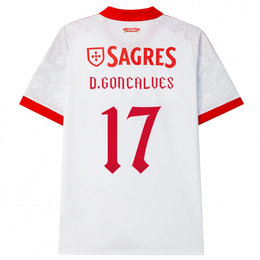 Danxen Homem Camisola Diogo Goncalves #17 Branco Vermelho Amarelo Alternativa 2026/27 Camisa