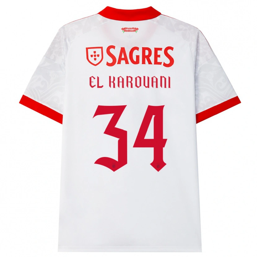 Danxen Homem Camisola Souffian El Karouani #34 Branco Vermelho Amarelo Alternativa 2026/27 Camisa