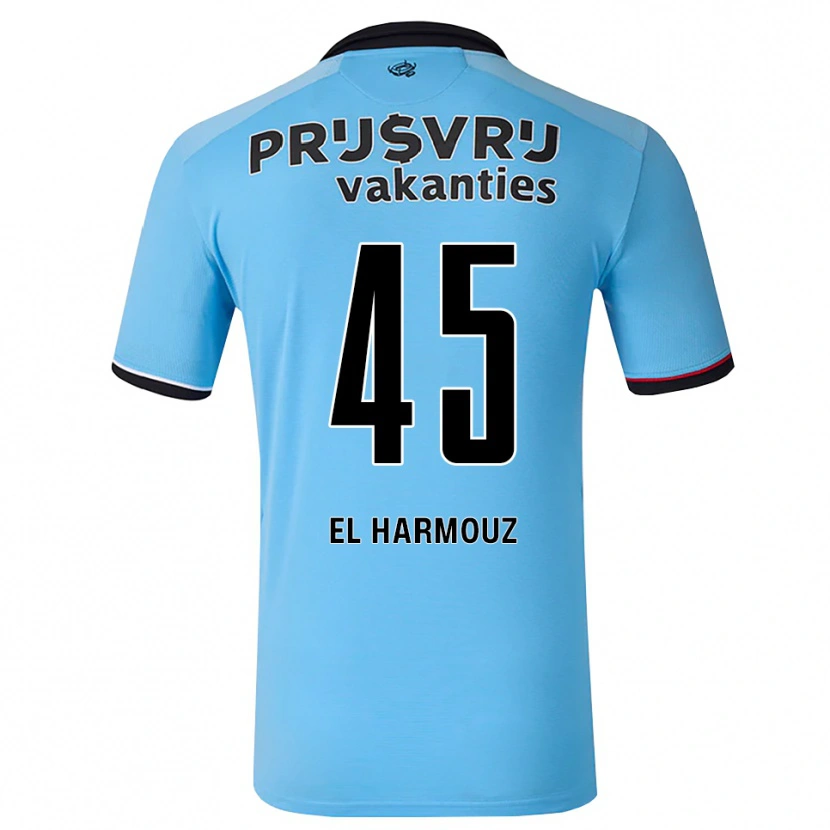 Danxen Homem Camisola Nassim El Harmouz #45 Deepskyblue Preto Vermelho Alternativa 2026/27 Camisa