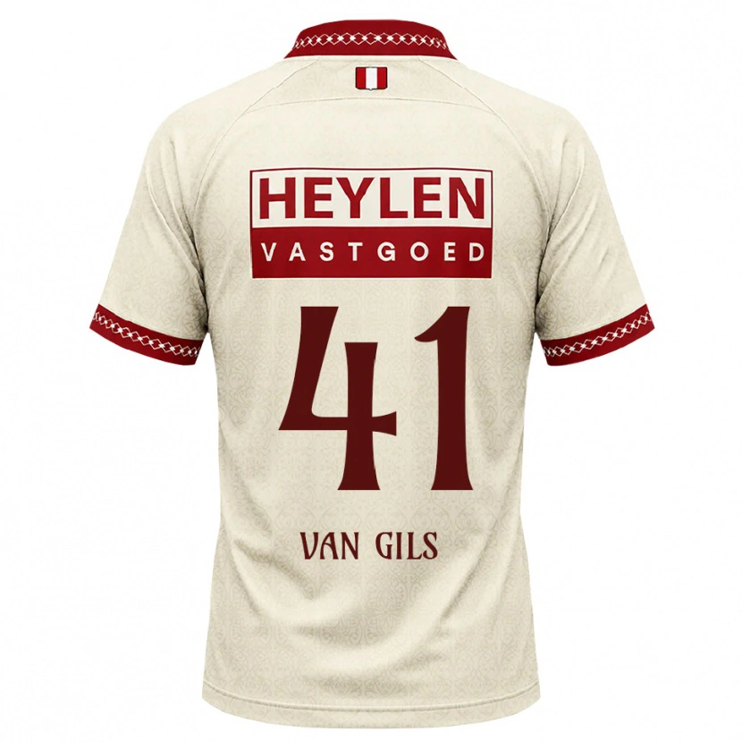 Danxen Homem Camisola Mathis Van Gils #41 Beige Vermelho Alternativa 2026/27 Camisa