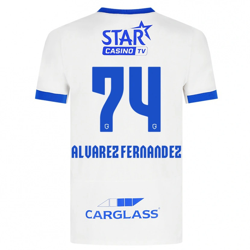 Danxen Homem Camisola Loïc Alvarez Fernandez #74 Branco Azul Alternativa 2026/27 Camisa