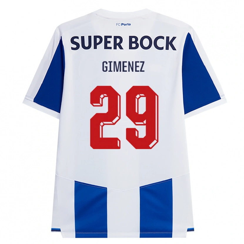 Danxen Homem Camisola Santiago Gimenez #29 Azul Branco Vermelho Principal 2026/27 Camisa