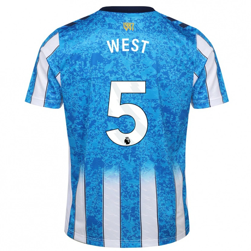Danxen Mulher Camisola Devon West #5 Branco Azul Laranja Principal 2026/27 Camisa