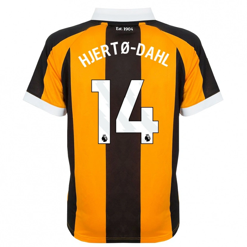 Danxen Mulher Camisola Jens Hjertø-Dahl #14 Laranja Preto Branco Principal 2026/27 Camisa