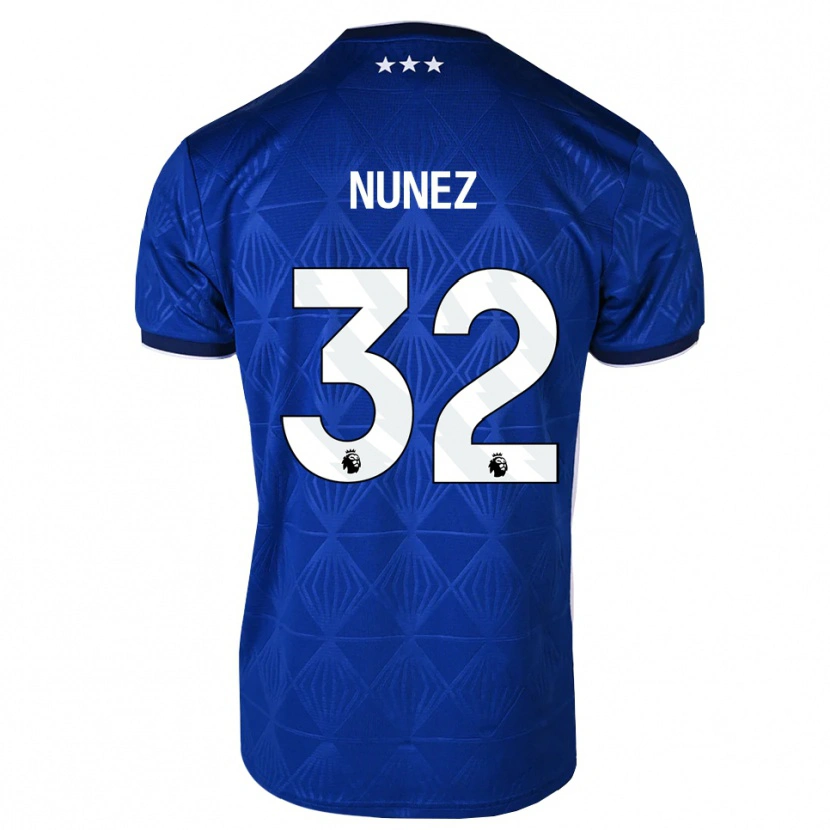 Danxen Mulher Camisola Marcelino Núñez #32 Azul Médio Branco Vermelho Principal 2026/27 Camisa