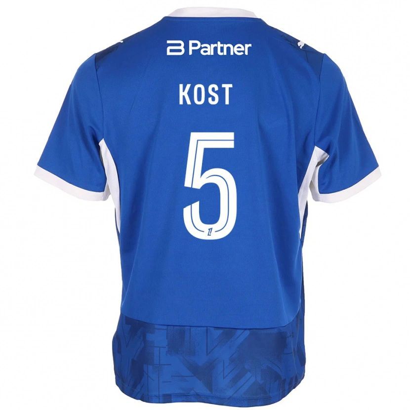 Danxen Mulher Camisola Enzo Kost #5 Azul Médio Branco Principal 2026/27 Camisa