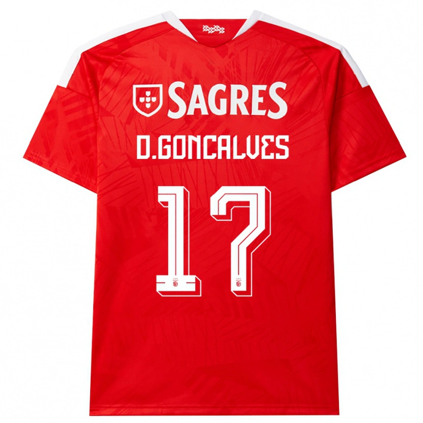 Danxen Mulher Camisola Diogo Goncalves #17 Vermelho Branco Amarelo Principal 2026/27 Camisa