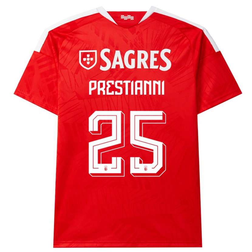 Danxen Mulher Camisola Gianluca Prestianni #25 Vermelho Branco Amarelo Principal 2026/27 Camisa