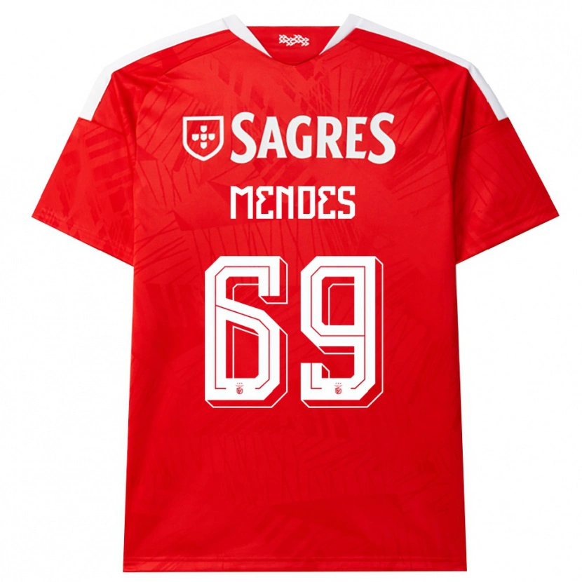 Danxen Mulher Camisola Vladimir Mendes #69 Vermelho Branco Amarelo Principal 2026/27 Camisa