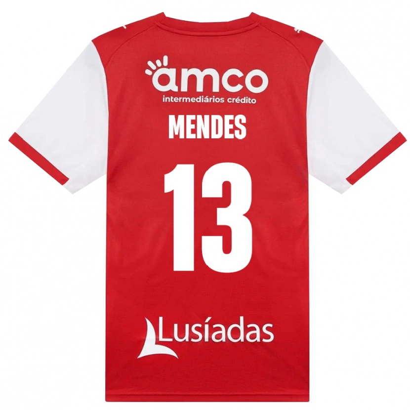 Danxen Mulher Camisola Emmanuel Mendes #13 Branco Vermelho Preto Principal 2026/27 Camisa