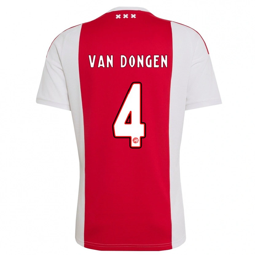 Danxen Mulher Camisola Bram Van Dongen #4 Vermelho Branco Amarelo Principal 2026/27 Camisa