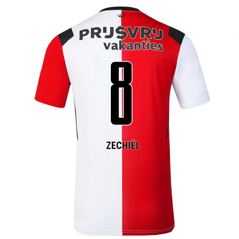 Danxen Mulher Camisola Gjivai Zechiël #8 Vermelho Branco Preto Principal 2026/27 Camisa