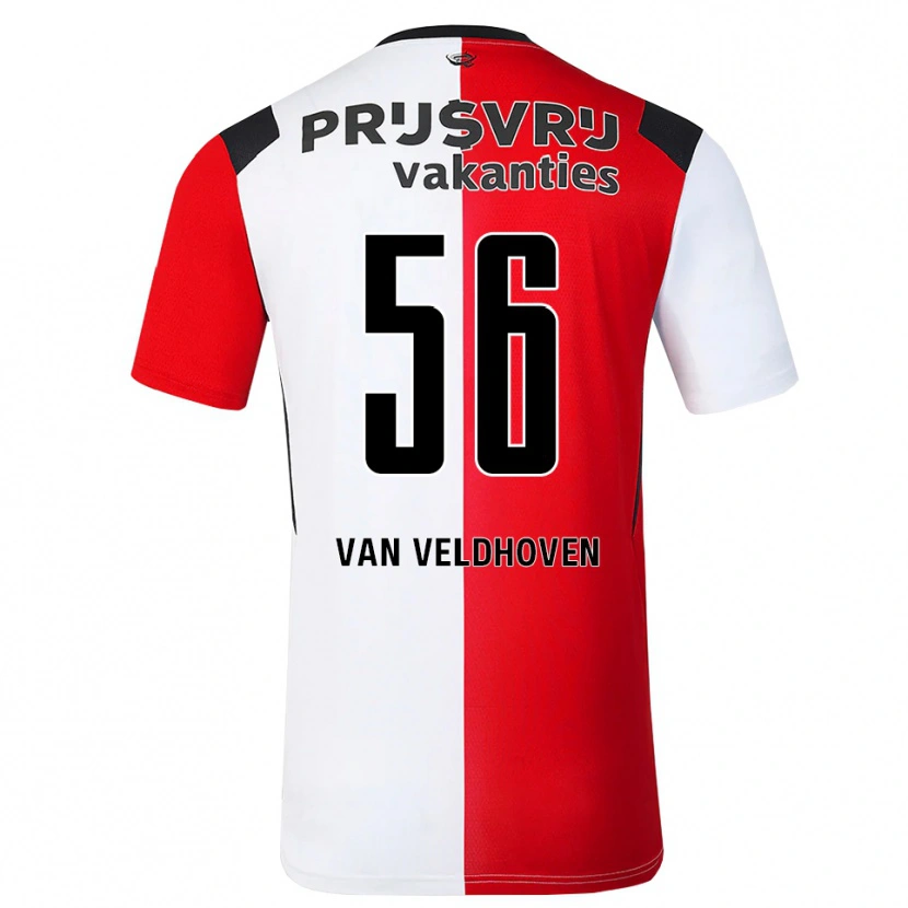 Danxen Mulher Camisola Kars Van Veldhoven #56 Vermelho Branco Preto Principal 2026/27 Camisa