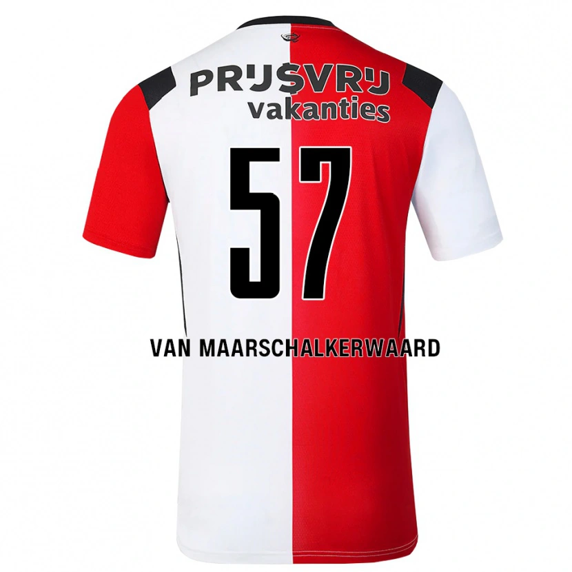 Danxen Mulher Camisola Pieter Van Maarschalkerwaard #57 Vermelho Branco Preto Principal 2026/27 Camisa
