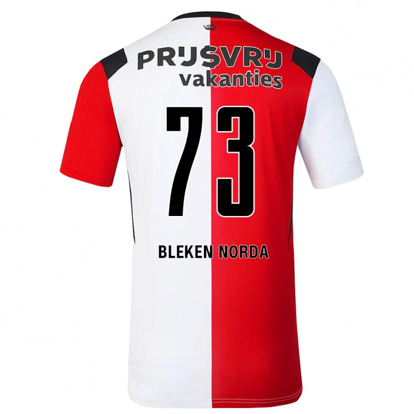 Danxen Mulher Camisola Haakon Bleken Norda #73 Vermelho Branco Preto Principal 2026/27 Camisa