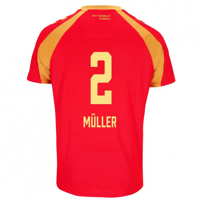 Danxen Mulher Camisola Ruben Müller #2 Vermelho Laranja Preto Alternativa 2026/27 Camisa