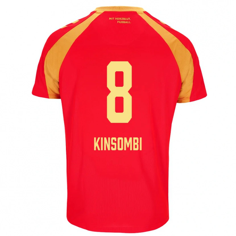 Danxen Mulher Camisola David Kinsombi #8 Vermelho Laranja Preto Alternativa 2026/27 Camisa