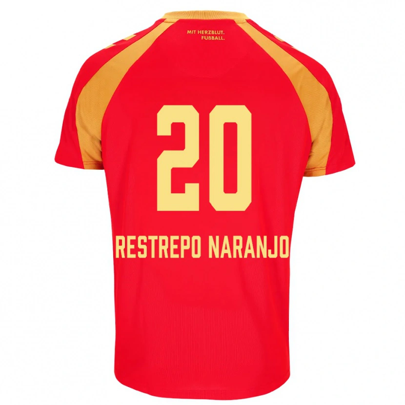 Danxen Mulher Camisola Pedro Restrepo Naranjo #20 Vermelho Laranja Preto Alternativa 2026/27 Camisa