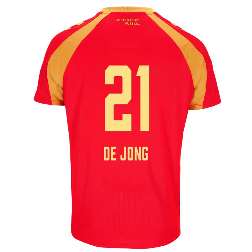 Danxen Mulher Camisola Travis De Jong #21 Vermelho Laranja Preto Alternativa 2026/27 Camisa