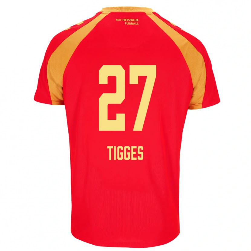 Danxen Mulher Camisola Steffen Tigges #27 Vermelho Laranja Preto Alternativa 2026/27 Camisa