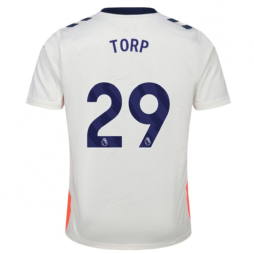 Danxen Mulher Camisola Victor Torp #29 Branco Laranja Azul Real Alternativa 2026/27 Camisa