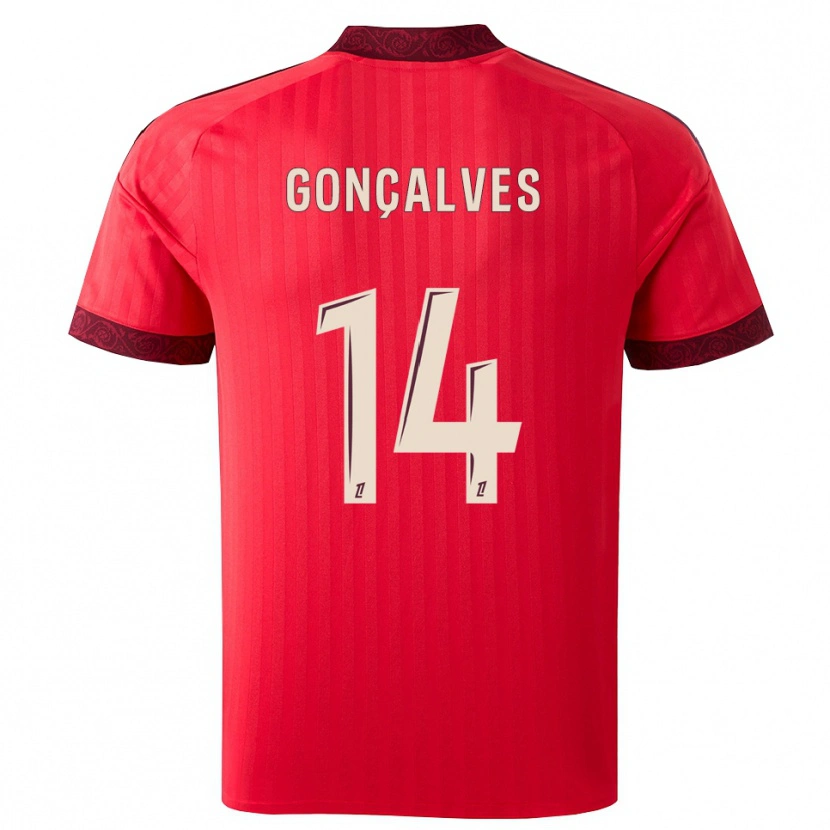 Danxen Mulher Camisola Tiago Gonçalves #14 Borgonha Vermelho Branco Alternativa 2026/27 Camisa