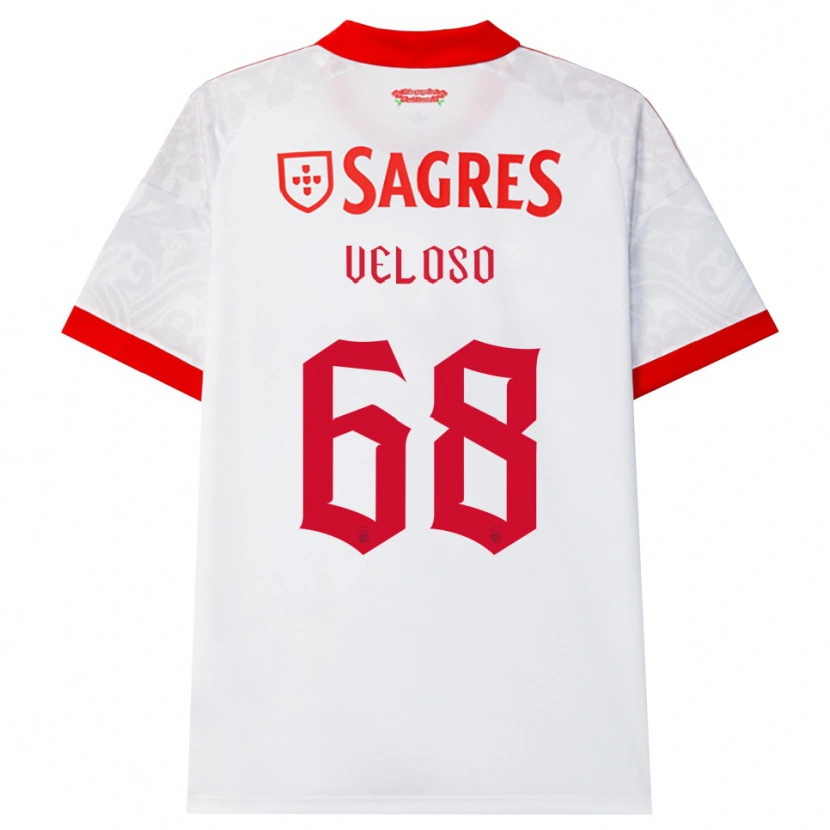 Danxen Mulher Camisola João Veloso #68 Branco Vermelho Amarelo Alternativa 2026/27 Camisa