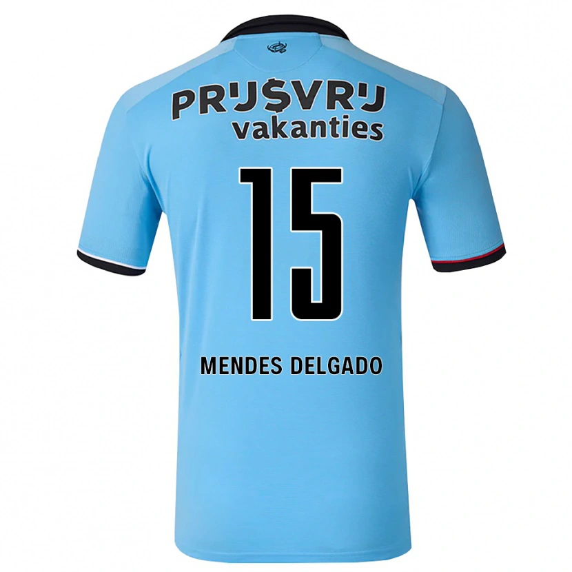 Danxen Mulher Camisola Jayden Mendes Delgado #15 Deepskyblue Preto Vermelho Alternativa 2026/27 Camisa