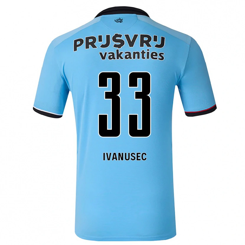 Danxen Mulher Camisola Luka Ivanušec #33 Deepskyblue Preto Vermelho Alternativa 2026/27 Camisa