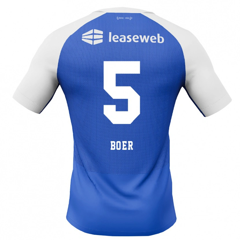 Danxen Mulher Camisola Lars Boer #5 Dodgerblue Vermelho Branco Alternativa 2026/27 Camisa