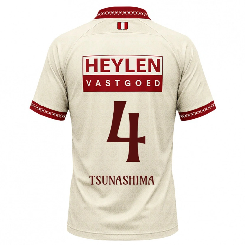 Danxen Mulher Camisola Yuto Tsunashima #4 Beige Vermelho Alternativa 2026/27 Camisa