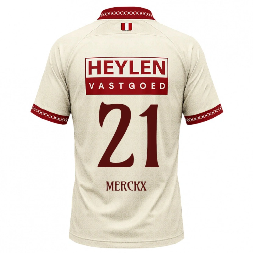 Danxen Mulher Camisola Matti Merckx #21 Beige Vermelho Alternativa 2026/27 Camisa