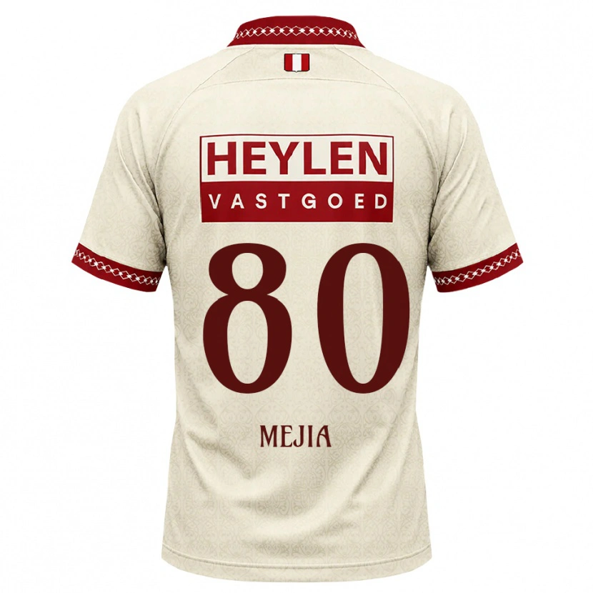Danxen Mulher Camisola Carlos Mejia #80 Beige Vermelho Alternativa 2026/27 Camisa