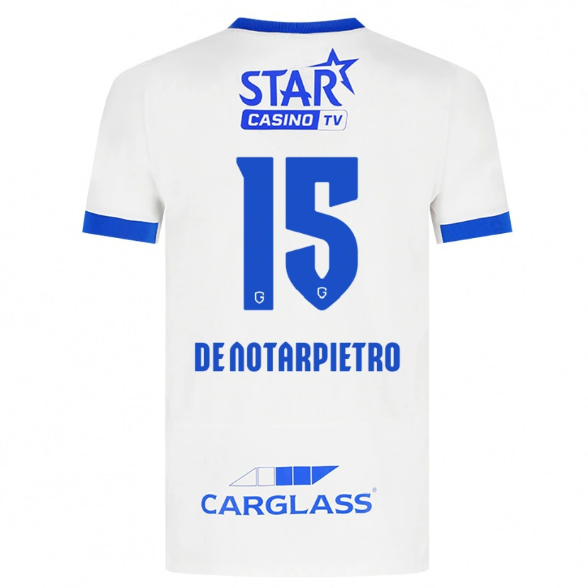 Danxen Mulher Camisola Matteo De Notarpietro #15 Branco Azul Alternativa 2026/27 Camisa