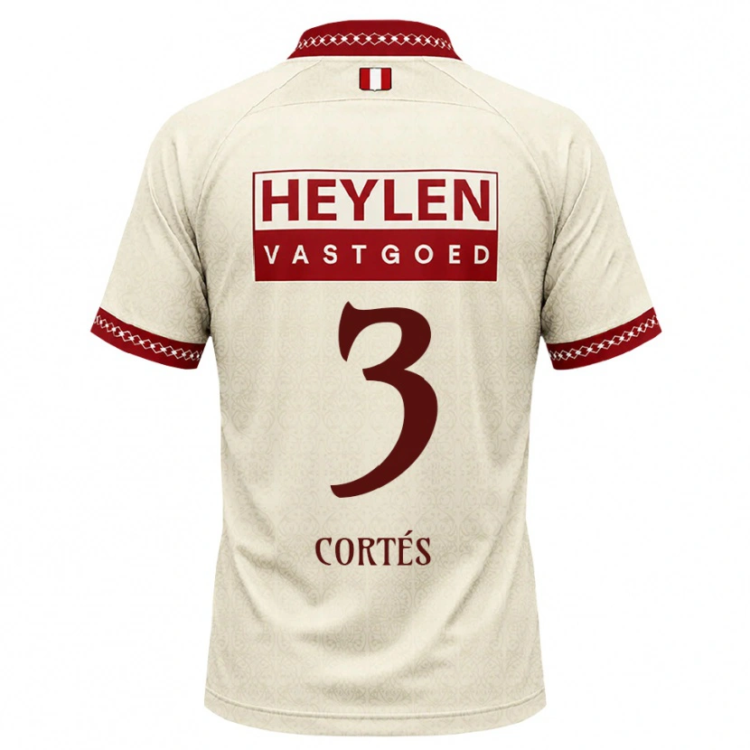 Danxen Mulher Camisola Álvaro Cortés #3 Beige Vermelho Alternativa 2026/27 Camisa