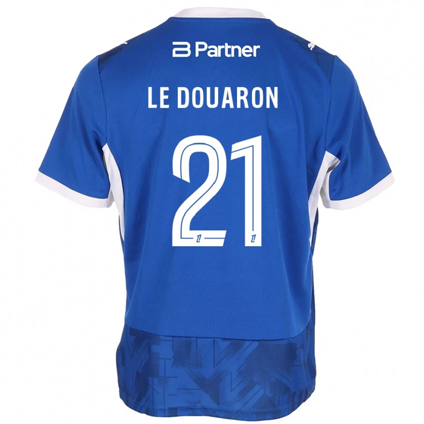 Danxen Mulher Camisola Jérémy Le Douaron #21 Azul Médio Branco Principal 2026/27 Camisa