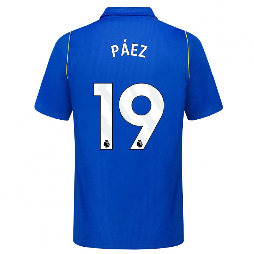 Danxen Criança Camisola Kendry Páez #19 Azul Amarelo Principal 2026/27 Camisa
