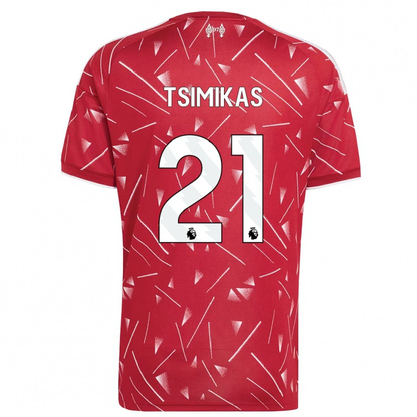 Danxen Criança Camisola Konstantinos Tsimikas #21 Branco Vermelho Principal 2026/27 Camisa
