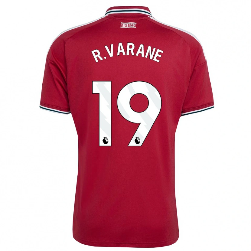 Danxen Criança Camisola Raphael Varane #19 Vermelho Amarelo Branco Principal 2026/27 Camisa