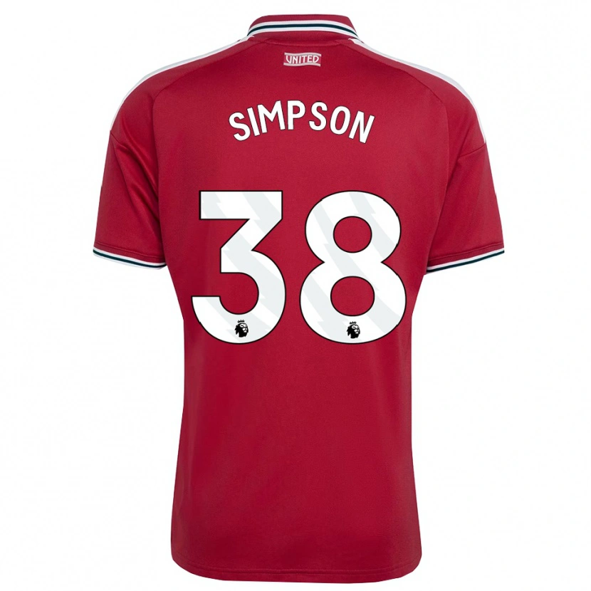 Danxen Criança Camisola Jess Simpson #38 Vermelho Amarelo Branco Principal 2026/27 Camisa
