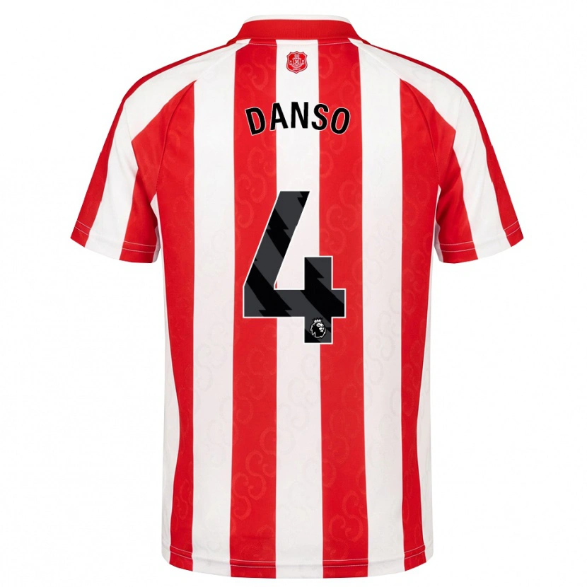 Danxen Criança Camisola Kevin Danso #4 Vermelho Branco Preto Principal 2026/27 Camisa
