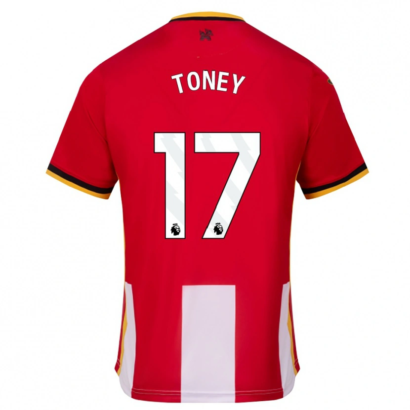 Danxen Criança Camisola Ivan Toney #17 Amarelo Preto Vermelho Principal 2026/27 Camisa
