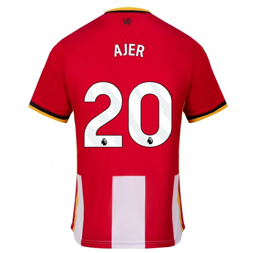 Danxen Criança Camisola Kristoffer Ajer #20 Amarelo Preto Vermelho Principal 2026/27 Camisa