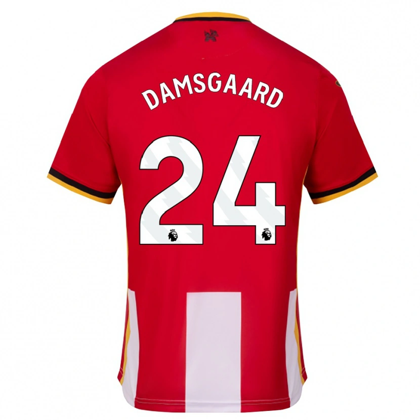 Danxen Criança Camisola Mikkel Damsgaard #24 Amarelo Preto Vermelho Principal 2026/27 Camisa