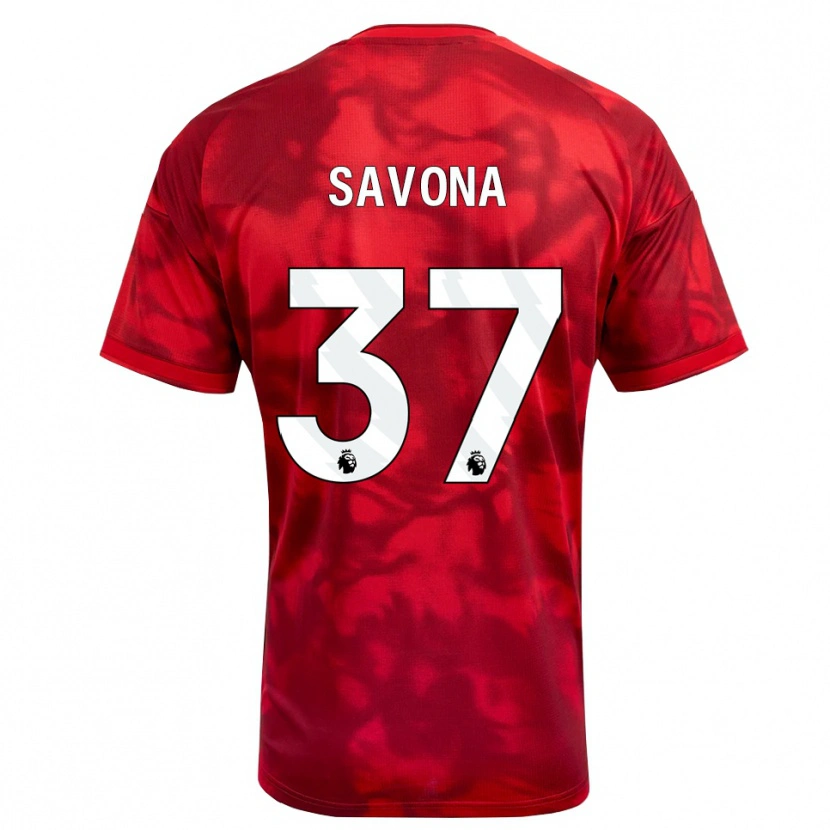 Danxen Criança Camisola Nicolò Savona #37 Crimson Branco Principal 2026/27 Camisa