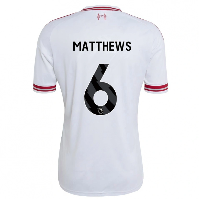 Danxen Criança Camisola Jasmine Matthews #6 Vermelho Branco Alternativa 2026/27 Camisa