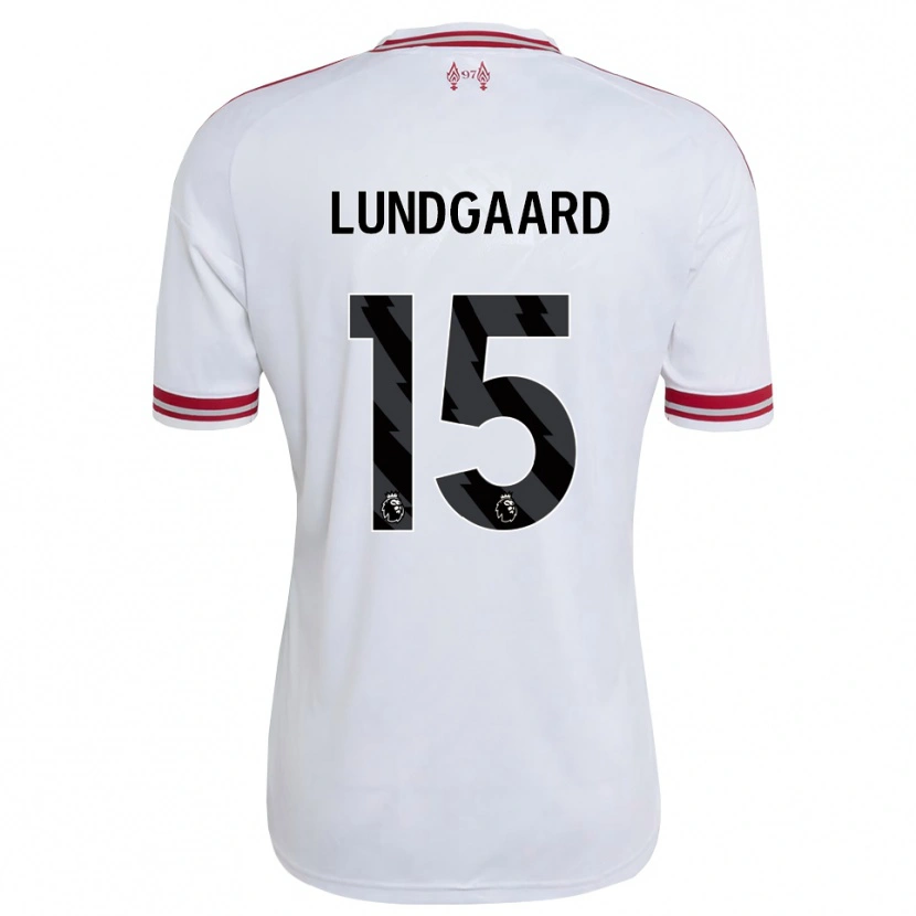 Danxen Criança Camisola Sofie Lundgaard #15 Vermelho Branco Alternativa 2026/27 Camisa