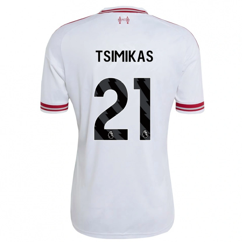 Danxen Criança Camisola Konstantinos Tsimikas #21 Vermelho Branco Alternativa 2026/27 Camisa