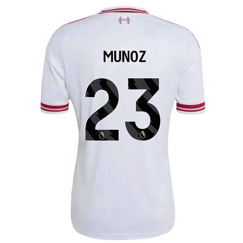 Danxen Criança Camisola Víctor Muñoz #23 Vermelho Branco Alternativa 2026/27 Camisa