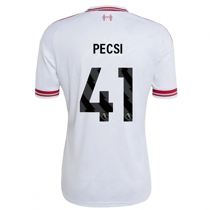 Danxen Criança Camisola Ármin Pécsi #41 Vermelho Branco Alternativa 2026/27 Camisa